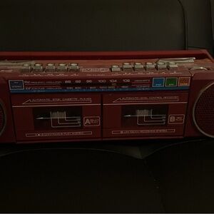 Vintage Red Boombox with Dual Speakers